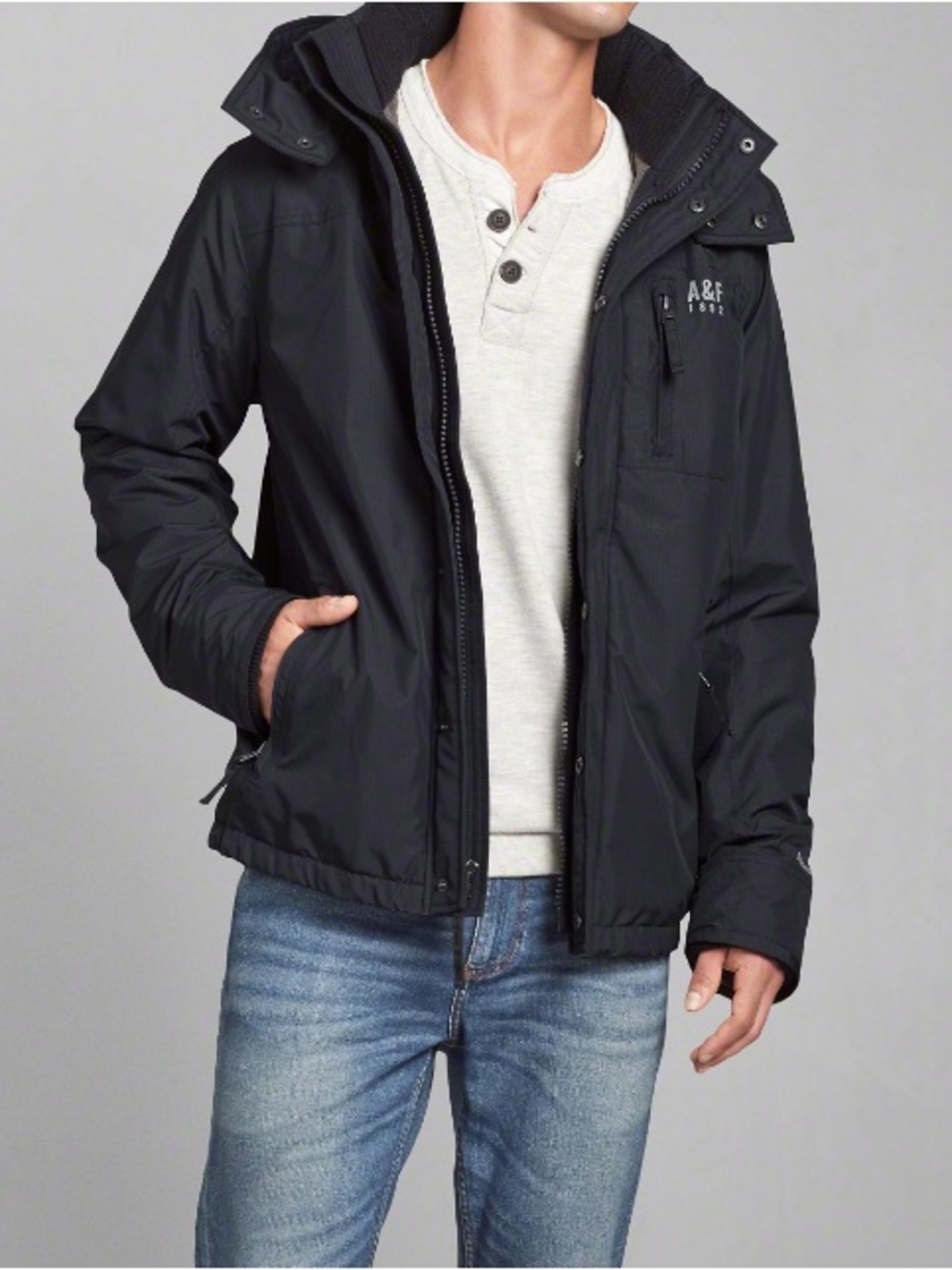 Abercrombie & Fitch Weather Warrior Fleece Lined Navy Jacket Men’s Medium